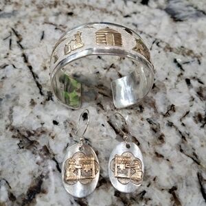 Navajo Virgil Reeder Sterling Silver / GF,story teller Bracelet plus earrrings